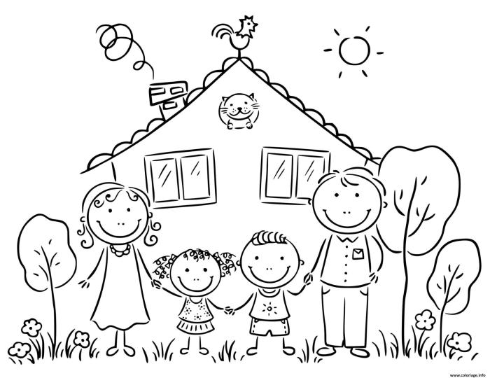 Animated family coloring page