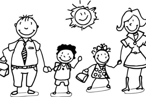 Animated family coloring page