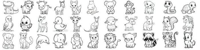 Adorable animal cute baby animal coloring pages