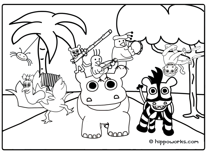 Coloring pages jungle animals