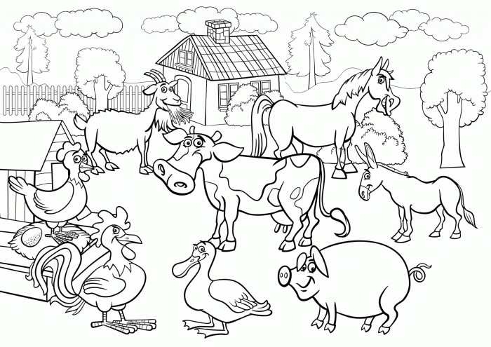 Coloring book animals farm