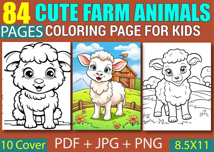 Cute farm anima coloring page