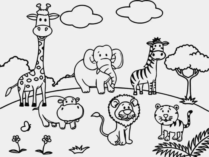 Free coloring page of animals zoo