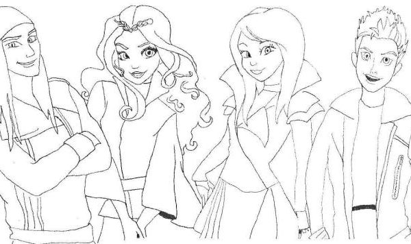 Descendants anime version coloring pages