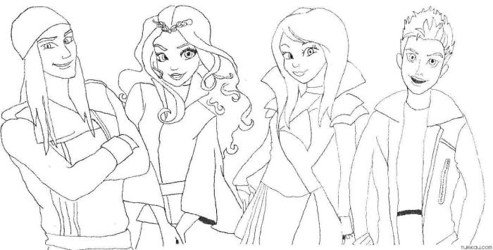 Descendants anime version coloring pages