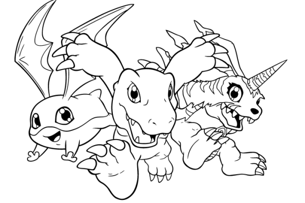 Digimon anime coloring book pages