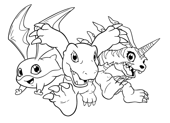 Digimon anime coloring book pages