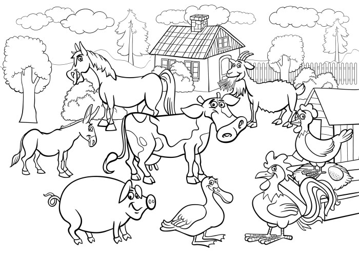 Barn and farm animal coloring pages