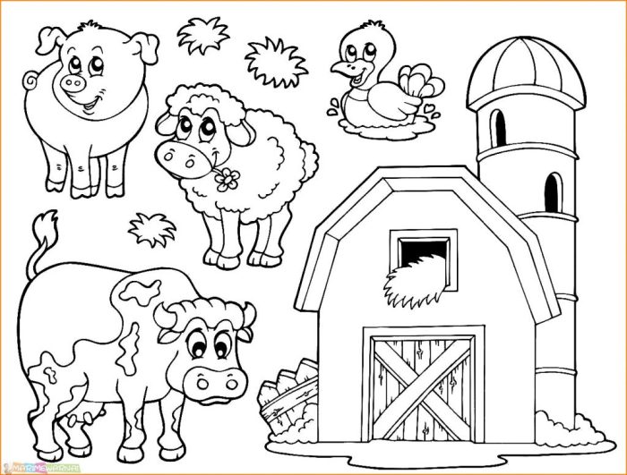 Farm animals coloring page pdf