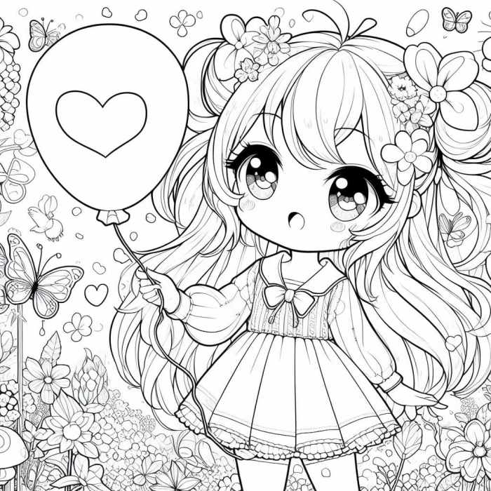 Coloring pages for kids anime girls