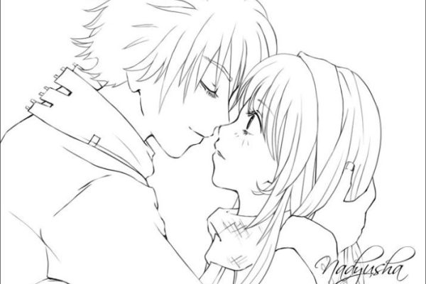 Easy anime love coloring pages