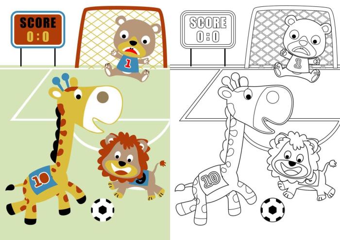 Animals playing sports coloring pages