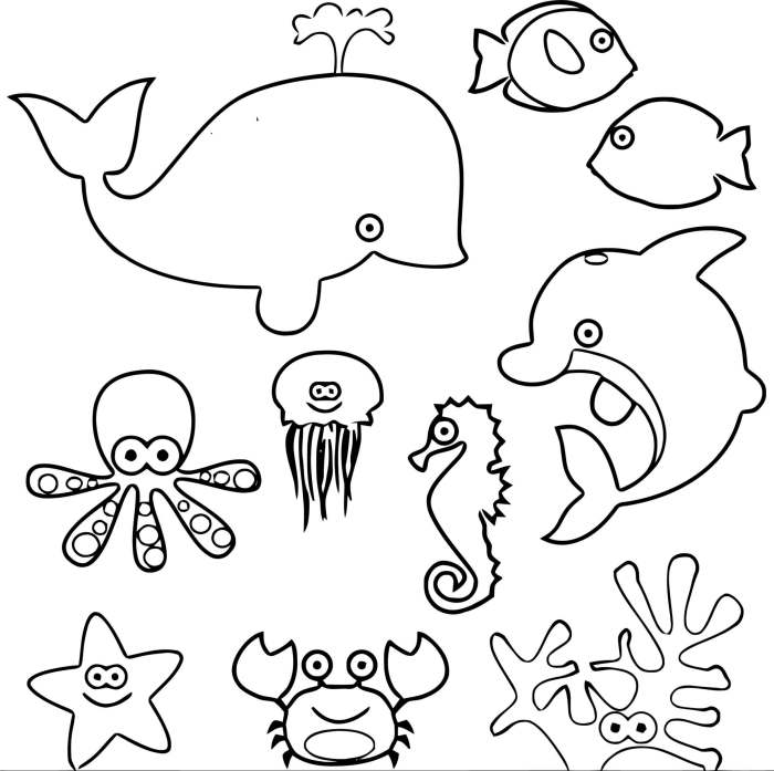 Sea animals coloring book