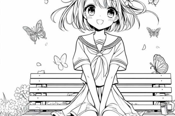 Female anime characters coloring pages