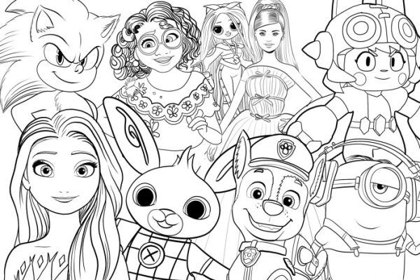 Animated character coloring pages