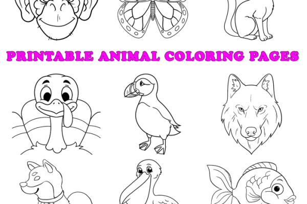 Animal coloring pages for flip book