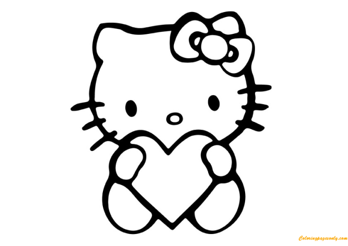 Animals with hearts coloring page