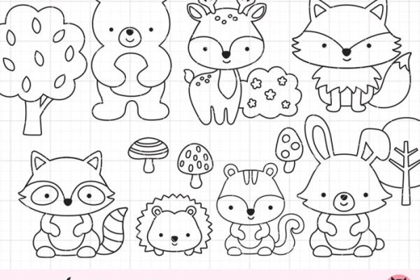 Woodland animal coloring pages free