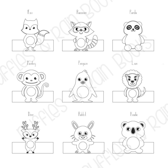 Animal finger puppets coloring