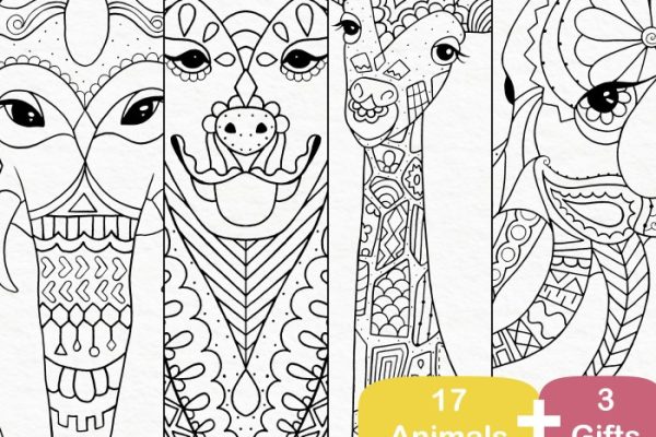 Animal zentangle coloring pages kids pdf