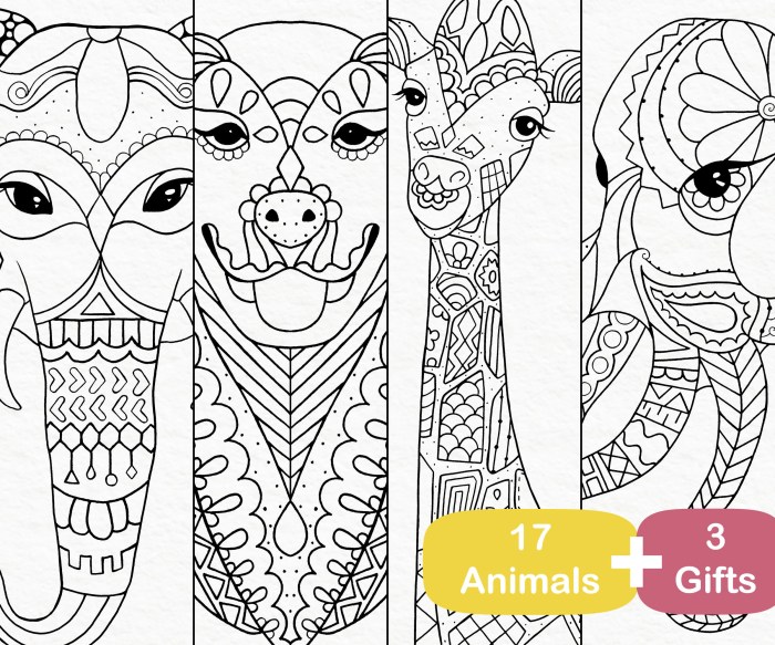 Animal zentangle coloring pages kids pdf