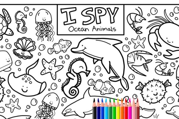 Sea animals coloring book