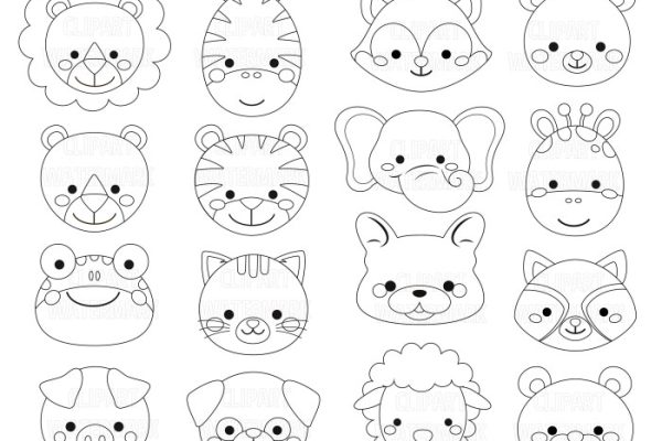 Face animal printable for kids coloring