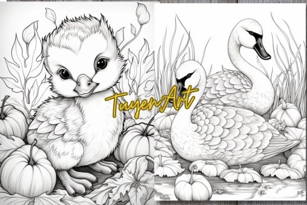 Cute fall animal coloring pages