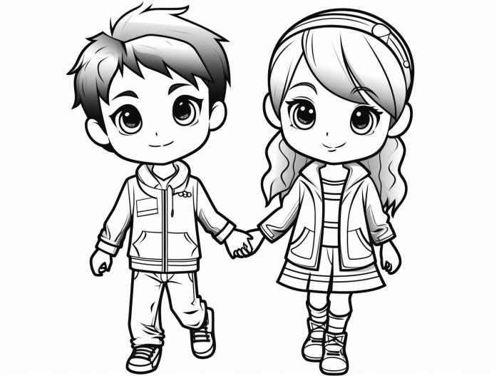 Easy anime love coloring pages