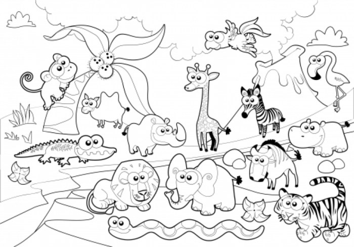 Animals of the zoo coloring pages