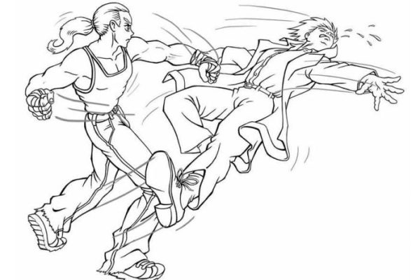 Animated fighting coloring pages