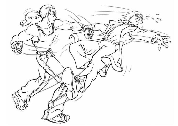 Animated fighting coloring pages