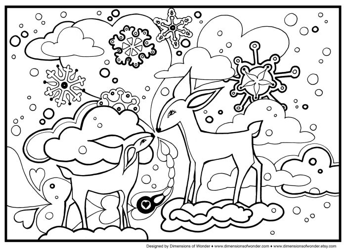 Coloring page winter animals