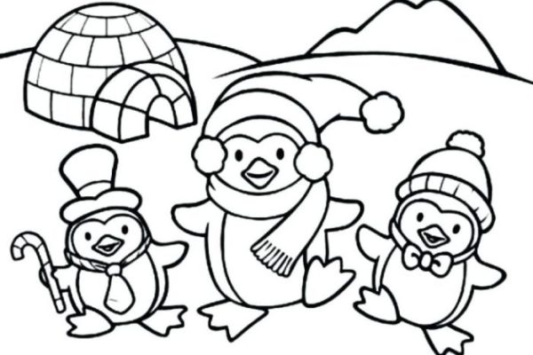 Animals in winter coloring pages