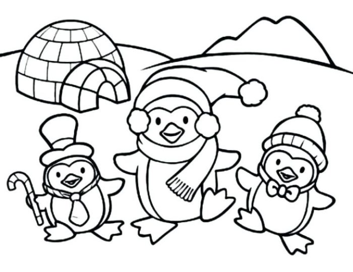 Animals in winter coloring pages