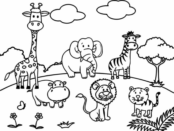 Coloring pages jungle animals