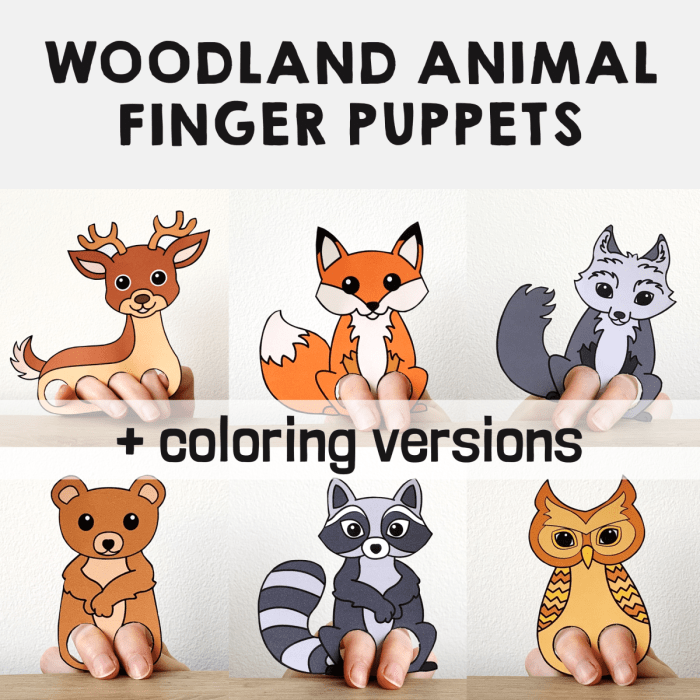 Animal finger puppets coloring