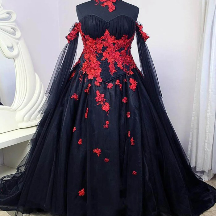 Red and black wedding dresses