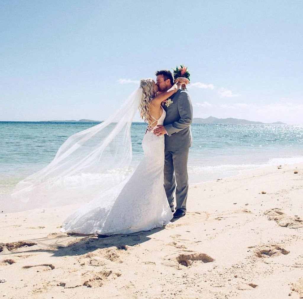 Lace wedding dress beach wedding