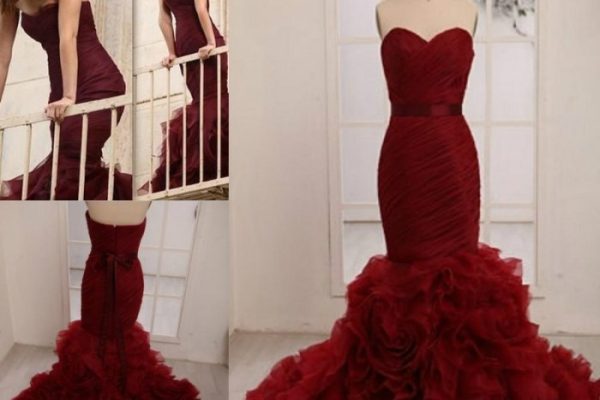 Wedding dress maroon colour