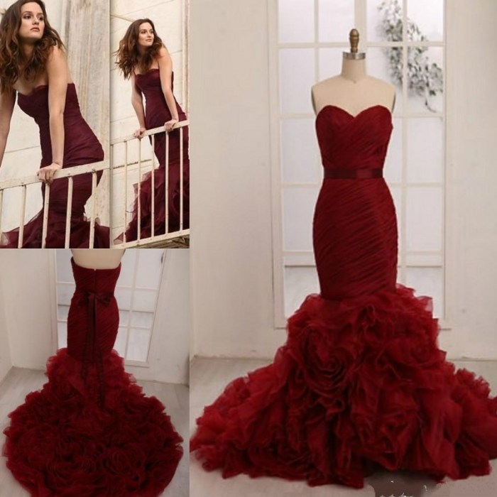 Wedding dress maroon colour