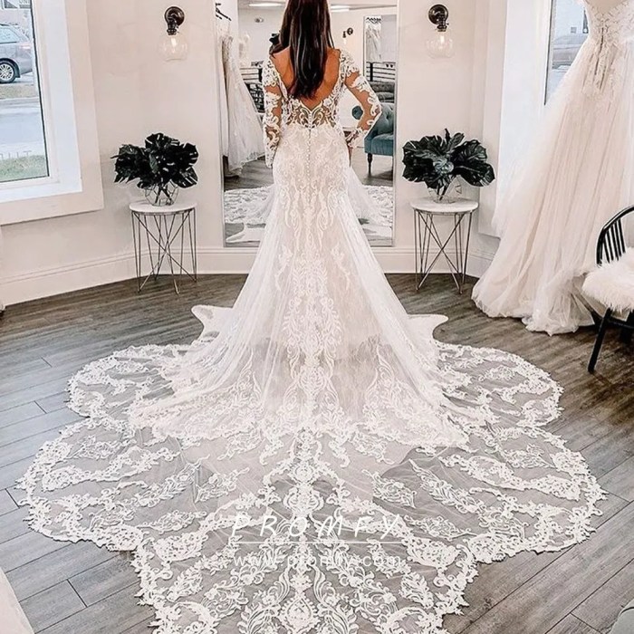 Wedding dress with long train