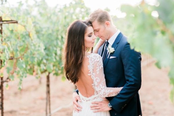 Backless wedding dress with lace