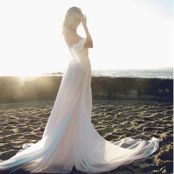 Goddess beach wedding dresses