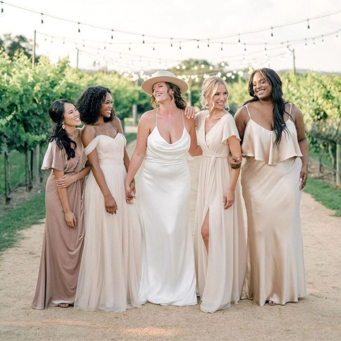 Champagne colored dresses for a wedding