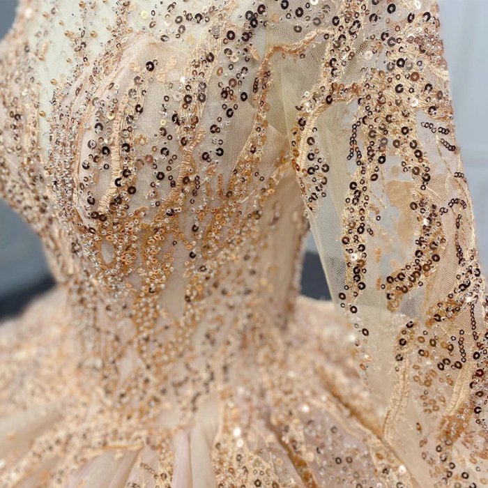 Champagne gold wedding dress