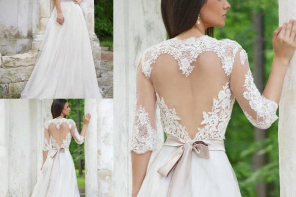 Long sleeve backless wedding dresses